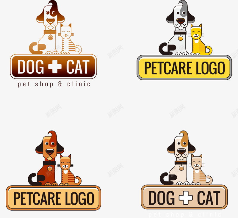 卡通手绘猫和狗宠物店标志png免抠素材_新图网 https://ixintu.com 卡通的动物 宠物店的标志 手绘的小狗 手绘的小猫