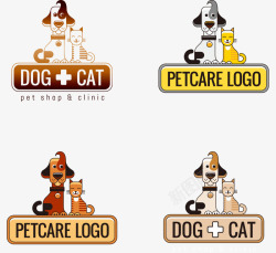 宠物店的标志卡通手绘猫和狗宠物店标志高清图片