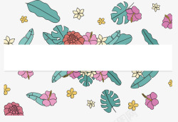 树叶花朵花纹标题框矢量图素材