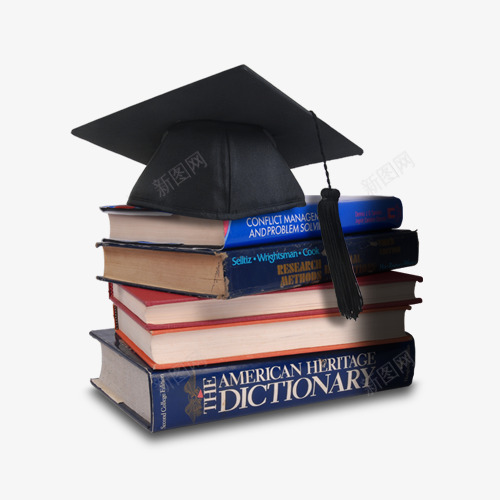 学士帽和堆放的书籍png免抠素材_新图网 https://ixintu.com 书籍 堆放 学位 学士帽 实物