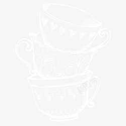 唯美咖啡杯白色咖啡杯手绘矢量图高清图片