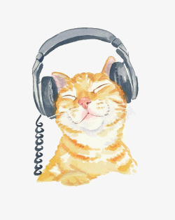 戴耳机的猫素材