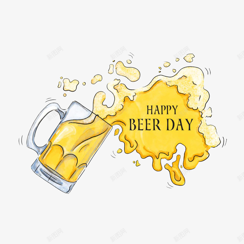 卡通被泼出的啤酒png免抠素材_新图网 https://ixintu.com 啤酒泡 啤酒节日 被泼出的啤酒 飞溅的啤酒