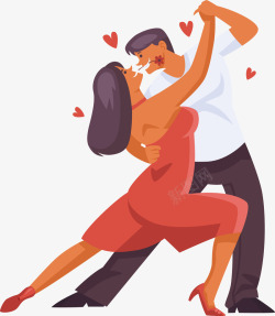 卡通手绘情侣跳舞人物插画矢量图素材