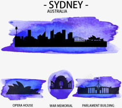 议会大厦水彩澳大利亚著名建筑下高清图片