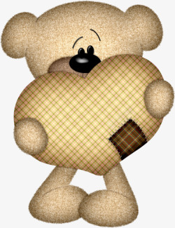 卡通小熊玩偶格子抱枕素材