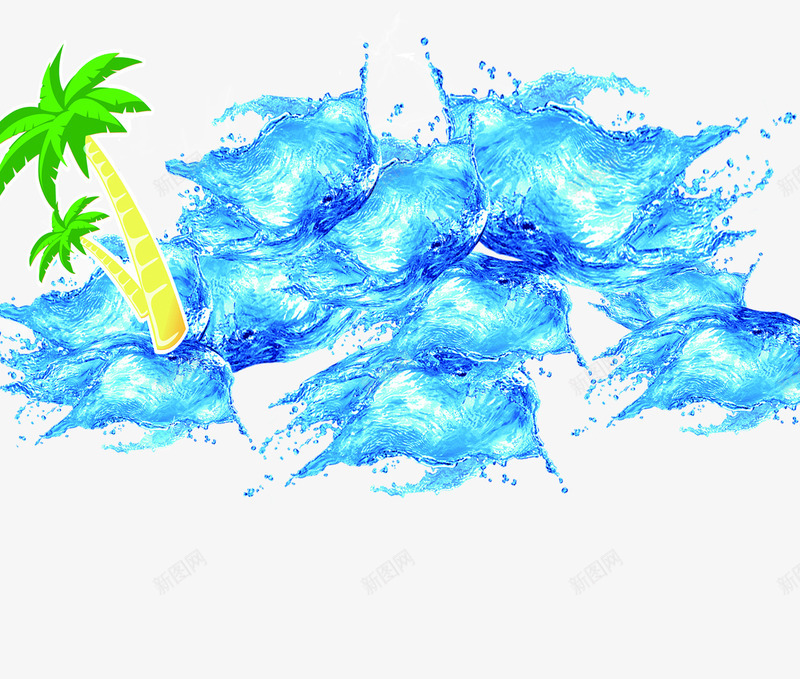 海浪与树叶水笔画png免抠素材_新图网 https://ixintu.com 树叶 海浪 笔画 素材