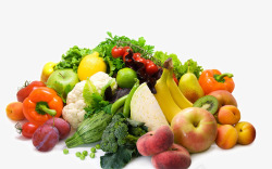 散乱的散乱堆放在一起的水果蔬菜高清图片