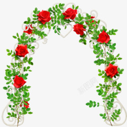 婚礼花门红色玫瑰花门高清图片