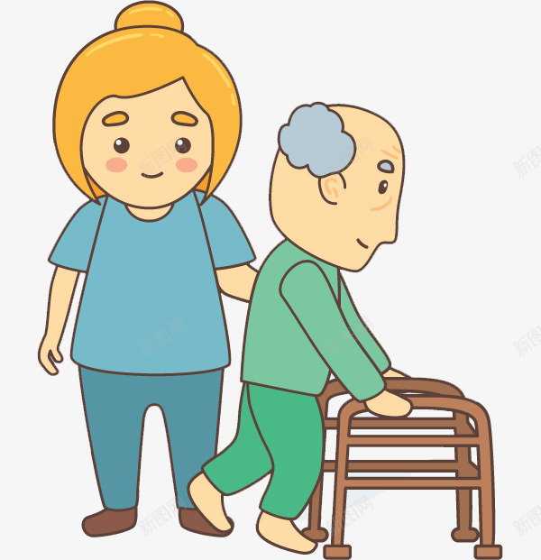 做康复的老人png免抠素材_新图网 https://ixintu.com 卡通 女人 康复 护士 插图 椅子 老人 锻炼