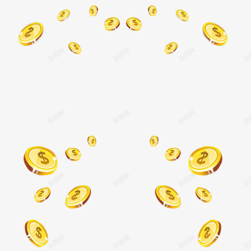 漂浮的金币png免抠素材_新图网 https://ixintu.com 圆形 装饰 装饰素材 金币 钱币 黄色
