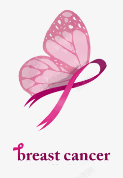 乳腺癌卡通蝴蝶丝带高清图片