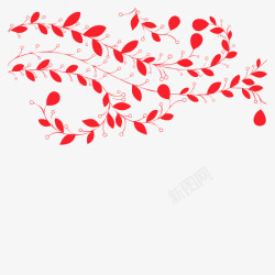 红色树叶剪影图案素材