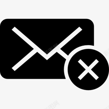 删除电子邮件界面符号封闭黑信封后面图标图标