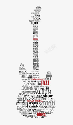 音乐器材潮流字母组成的吉他矢量图高清图片
