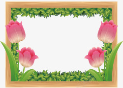 粉红色郁金香粉红色郁金香木板边框矢量图高清图片