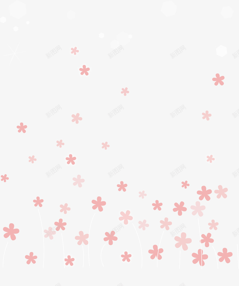 花朵漂浮png免抠素材_新图网 https://ixintu.com AI 卡通 底纹 手绘 漂浮 粉红 粉色 线条 背景 花朵 花纹
