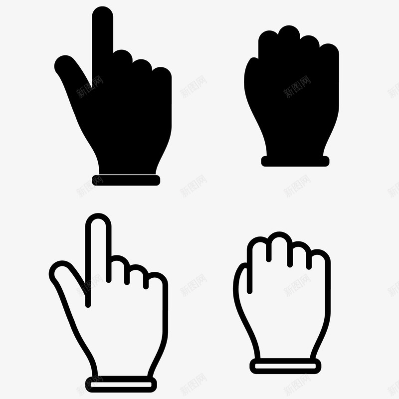 手指点击的图标黑白png_新图网 https://ixintu.com icon 图标 点击图标 点击的手
