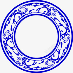 中国风背景板蓝色中国风花纹边框纹理高清图片