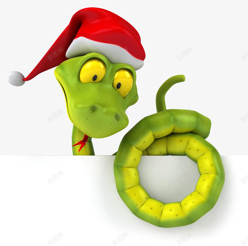 白纸上方的小蛇png免抠素材_新图网 https://ixintu.com 卡通小蛇 可爱的蛇 圣诞帽 白纸 眼镜蛇 绿色小蛇 绿色眼镜蛇