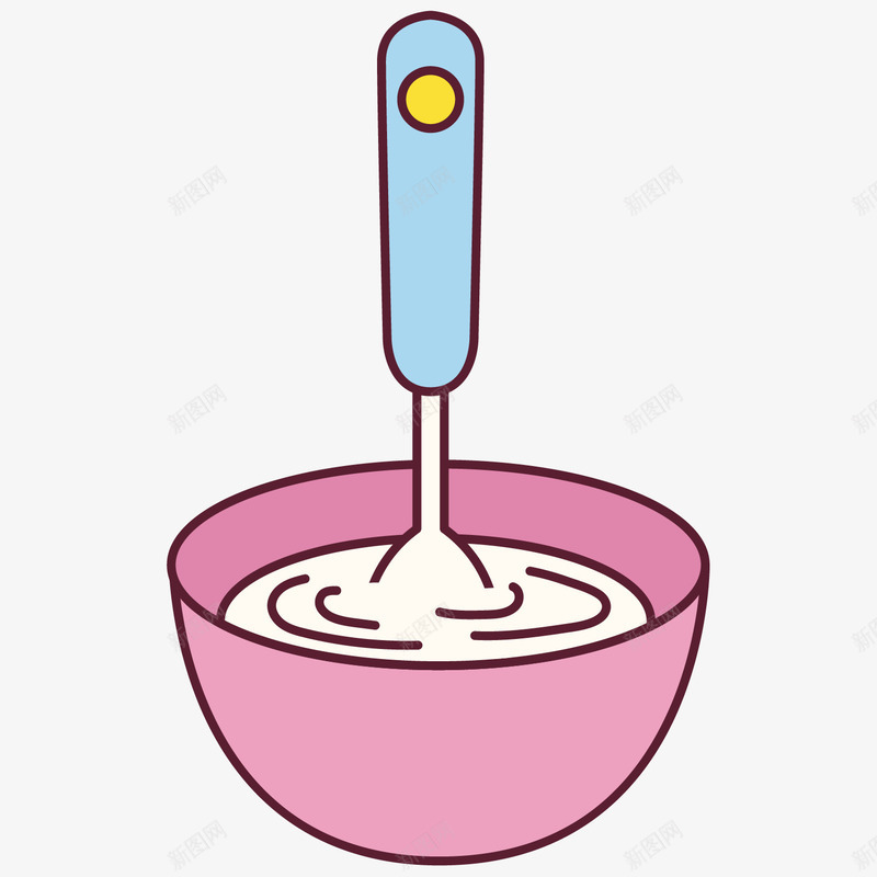卡通勺子与粉色碗png免抠素材_新图网 https://ixintu.com 制作流程 勺子 卡通 搅拌 甜品 碗 粉色 美食制作