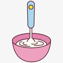 粉色勺子卡通勺子与粉色碗高清图片