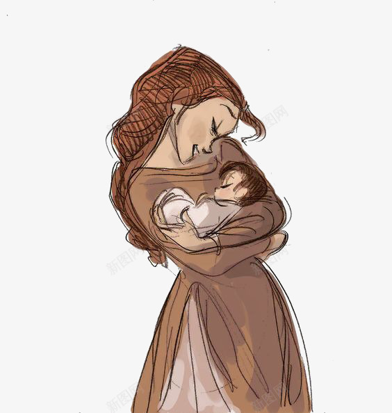 抱着孩子的母亲png免抠素材_新图网 https://ixintu.com 卡通 婴儿 手绘 插画 母婴 母子