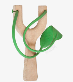 木质绿色皮绳弹弓素材
