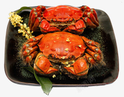 篮中的美食盘子中的螃蟹高清图片
