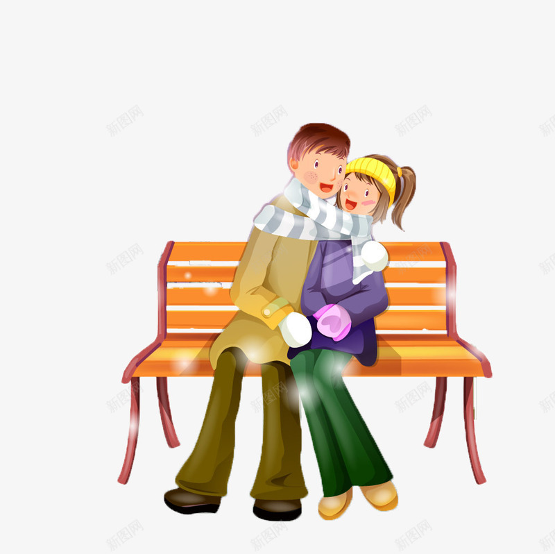 坐在椅子上的情侣png免抠素材_新图网 https://ixintu.com 卡通 恩爱 情侣 椅子 装饰