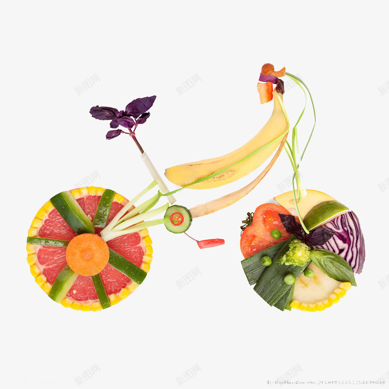 食物自行车图案png免抠素材_新图网 https://ixintu.com 产品实物 有机蔬菜 自行车图案