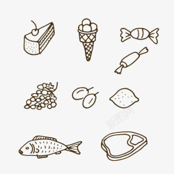 手绘鳐鱼设计食物系列手绘手账高清图片