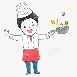白色厨师服卡通做菜厨师高清图片
