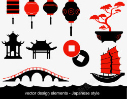 日本茶道梅花灯笼与茶文化书法字等素高清图片