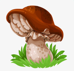 卡通歪头蘑菇素材