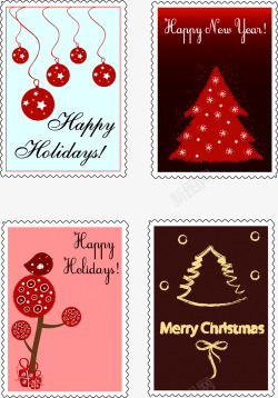 圣诞邮票矢量图素材