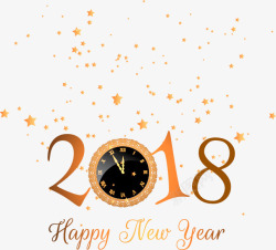 新年到来金色2018跨年时钟装饰插图高清图片