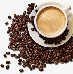 香醇咖啡和咖啡豆素材