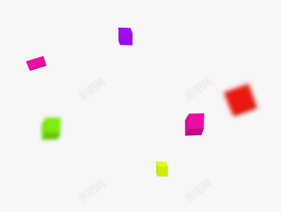 彩色立体方块几何漂浮psd免抠素材_新图网 https://ixintu.com 几何 彩色 方块 漂浮 立体