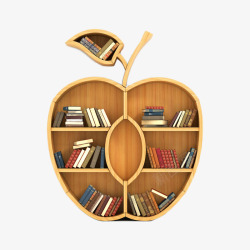 抽象苹果卡通手绘苹果书架高清图片