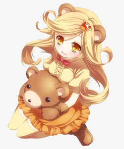 抱着小熊的可爱萝莉素材