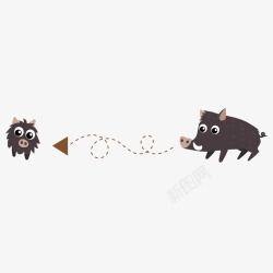 深色动物野猪幼崽卡通矢量图高清图片