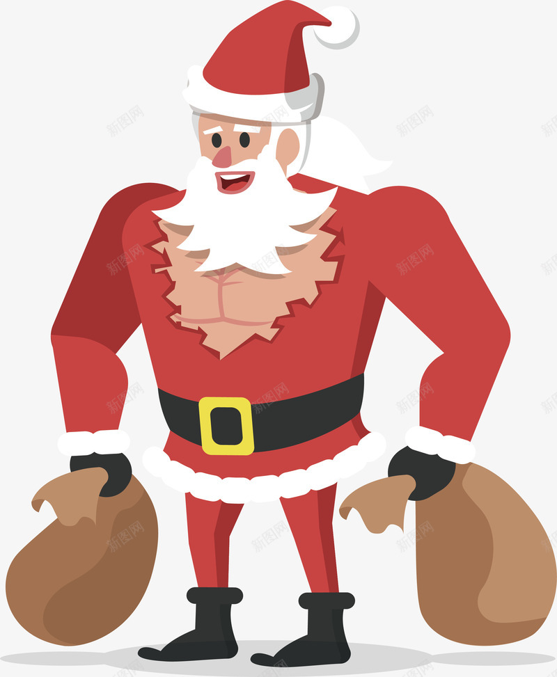 肌肉型圣诞老人矢量图ai免抠素材_新图网 https://ixintu.com 圣诞老人 圣诞节 大力士 强壮肌肉男 矢量png 矢量图 肌肉男 送礼物