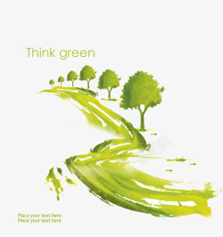 地球生态环境绿色水彩环保高清图片