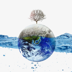 水源创意蓝色海洋地球环保海报高清图片