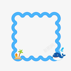 视觉海洋蓝色边框卡通海洋波浪形边框高清图片