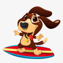 卡通滑翔手绘滑翔的小狗图高清图片