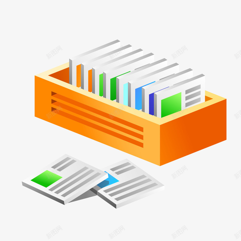 卡通文件收纳矢量图ai免抠素材_新图网 https://ixintu.com 办公 卡通 文件收纳 查阅 立体 资料 矢量图