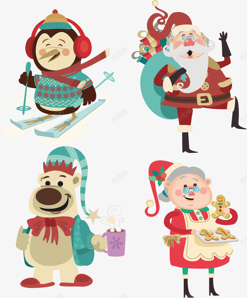 圣诞元素人物png免抠素材_新图网 https://ixintu.com 圣诞人物 圣诞老人 圣诞老奶奶 老婆婆卡通 雪人
