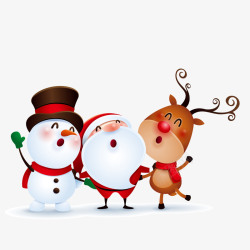 2款卡通微笑雪人矢量快乐的圣诞老人矢量图高清图片